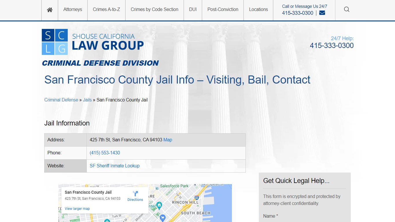 San Francisco County Jail Info – Visiting, Bail, Contact